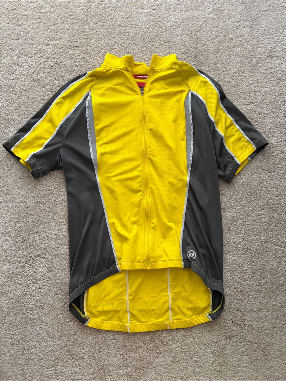 Men's Yellow and Gray Short-Sleeve Cycling Jersey